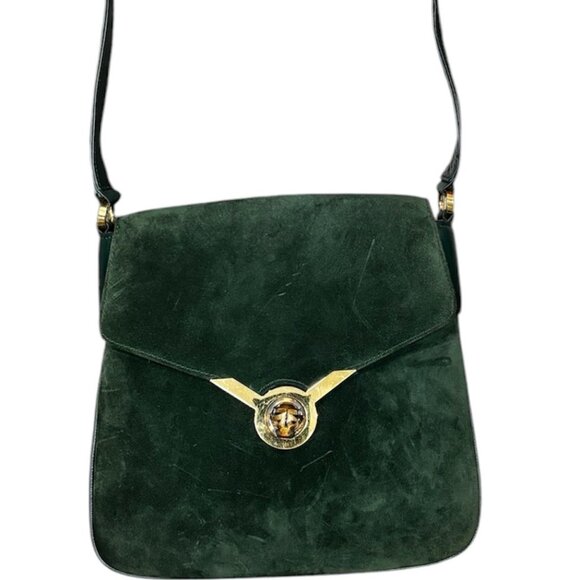 Gucci Vintage Green Suede Shoulder Bag - Picture 1 of 7